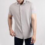 Feather Soft Piqué Button Front Shirt // Light Grat (XS)