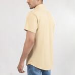 Feather Soft Piqué Button Front Shirt // Tan (XS)