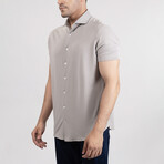 Feather Soft Piqué Button Front Shirt // Light Grat (XS)