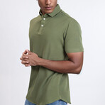 Feather Soft Piqué Half Sleeve Polo Shirt // Military Green (S)