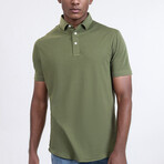 Feather Soft Piqué Half Sleeve Polo Shirt // Military Green (S)