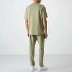 Men's Crewneck Oversize Shirt + Jogger Tracksuit Set // Light Green (S)