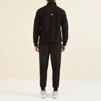 Men's Zippered Sweatshirt + Jogger Tracksuit Set // Black (S)