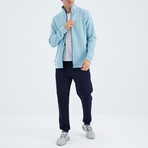 Men's Zippered Hidden Pocket Detail Sweatshirt + Jogger Tracksuit Set // Light Blue + Indigo (S)