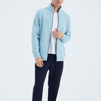 Men's Zippered Hidden Pocket Detail Sweatshirt + Jogger Tracksuit Set // Light Blue + Indigo (S)