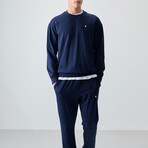 Men's Crewneck Sweatshirt + Jogger Tracksuit Set // Navy Blue (S)