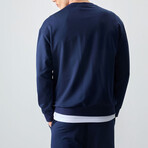 Men's Crewneck Sweatshirt + Jogger Tracksuit Set // Navy Blue (S)