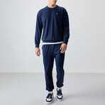 Men's Crewneck Sweatshirt + Jogger Tracksuit Set // Navy Blue (S)