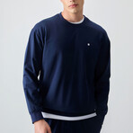 Men's Crewneck Sweatshirt + Jogger Tracksuit Set // Navy Blue (S)