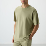 Men's Crewneck Oversize Shirt + Jogger Tracksuit Set // Light Green (S)