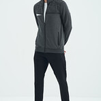 Men's Zippered Sweatshirt + Jogger Tracksuit Set // Anthracite Melange + Black (S)