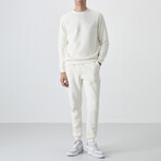 Men's Crewneck Sweatshirt + Jogger Tracksuit Set // Ecru (S)