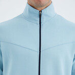 Men's Zippered Hidden Pocket Detail Sweatshirt + Jogger Tracksuit Set // Light Blue + Indigo (S)