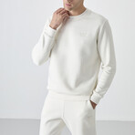 Men's Crewneck Sweatshirt + Jogger Tracksuit Set // Ecru (S)