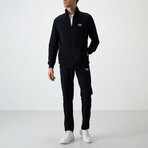 Men's High Collar Zippered Sweatshirt + Jogger Tracksuit Set // Indigo (S)