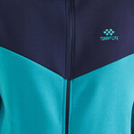 Men's Zippered Blocked Sweatshirt + Jogger Tracksuit Set // Sea Green + Indigo (S)