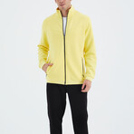 Men's Zippered Hidden Pocket Detail Sweatshirt + Jogger Tracksuit Set // Yellow + Black (S)