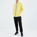 Men's Zippered Hidden Pocket Detail Sweatshirt + Jogger Tracksuit Set // Yellow + Black (S)