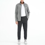 Men's Zippered Sweatshirt + Jogger Tracksuit Set // Gray + Black (S)