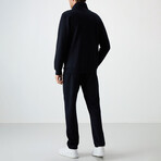 Men's High Collar Zippered Sweatshirt + Jogger Tracksuit Set // Indigo (S)