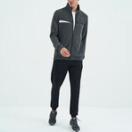 Men's Zippered Sweatshirt + Jogger Tracksuit Set // Anthracite Melange + Black (S)