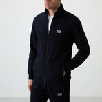 Men's High Collar Zippered Sweatshirt + Jogger Tracksuit Set // Indigo (S)