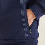 Men's Zippered Blocked Sweatshirt + Jogger Tracksuit Set // Orange + Indigo (S)