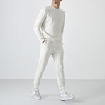 Men's Crewneck Sweatshirt + Jogger Tracksuit Set // Ecru (S)