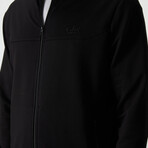 Men's High Collar Zippered Sweatshirt + Jogger Tracksuit Set // Black (S)