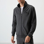 Men's High Collar Zippered Sweatshirt + Jogger Tracksuit Set // Anthracite Melange (S)