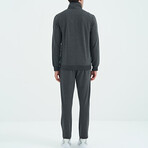 Men's High Collar Zippered Sweatshirt + Jogger Tracksuit Set // Anthracite Melange (S)