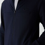 Men's High Collar Zippered Sweatshirt + Jogger Tracksuit Set // Navy Blue (S)