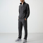 Men's High Collar Zippered Sweatshirt + Jogger Tracksuit Set // Anthracite Melange (S)