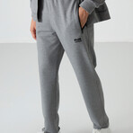 Men's High Collar Zippered Sweatshirt + Jogger Tracksuit Set // Gray Melange (S)