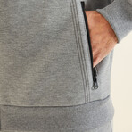 Men's Zippered Blocked Sweatshirt + Jogger Tracksuit Set // Black + Gray Melange (S)