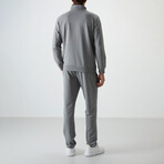 Men's High Collar Zippered Sweatshirt + Jogger Tracksuit Set // Gray Melange (S)