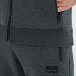 Men's High Collar Zippered Sweatshirt + Jogger Tracksuit Set // Anthracite Melange (S)