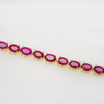 Genuine Ruby Gemstone Tennis Bracelet in 14kt Gold Plated over Sterling Silver