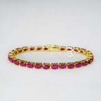 Genuine Ruby Gemstone Tennis Bracelet in 14kt Gold Plated over Sterling Silver
