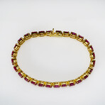 Genuine Ruby Gemstone Tennis Bracelet in 14kt Gold Plated over Sterling Silver