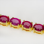 Genuine Ruby Gemstone Tennis Bracelet in 14kt Gold Plated over Sterling Silver