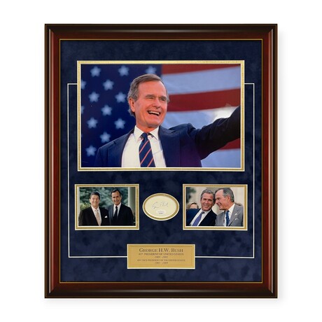 George H.W. Bush // Autographed Cut + Framed