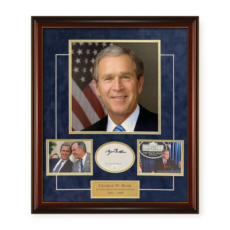 George W. Bush // Autographed Cut + Framed