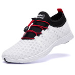 Aleader Men's Quick Drying Aqua Water Shoes // White + Black + Red (US: 13)