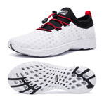 Aleader Men's Quick Drying Aqua Water Shoes // White + Black + Red (US: 12)