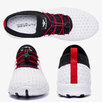 Aleader Men's Quick Drying Aqua Water Shoes // White + Black + Red (US: 10.5)