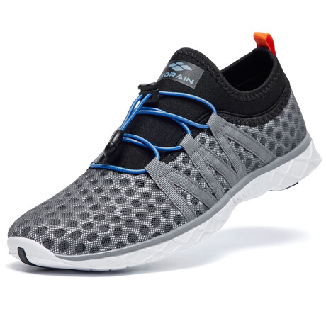 Aleader Men's Quick Drying Aqua Water Shoes // Gray + Black + Orange (US: 8)