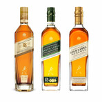 Johnnie Walker 18 Year Old Scotch + Gold Label Reserve Blended Scotch Whisky + Green Label // Set of 3