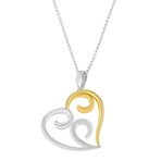 10K Yellow Gold-Plated Sterling Silver Open Heart with Swirls Box Chain Pendant Necklace // 18"