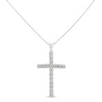 Sterling Silver + Diamond Miracle Set Cross Pendant Necklace // 18"